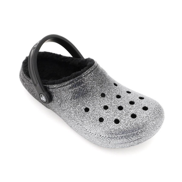 Woman’s  Glitter CROCS- Black and Silver Size 9 - Picture 1 of 6